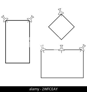 pinned paper. Paper sketch square outline. Vector illustration. Stock image. EPS 10. Stock Vector