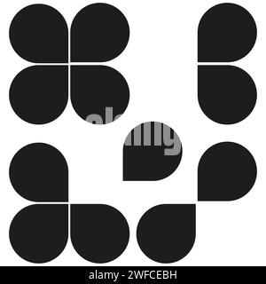 black shapes icons corner effect. Round shape. Geometric shape. Vector illustration. EPS 10. Stock Vector