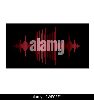 Red sound black background. Sound wave concept. Internet network. Computer technology concept. Vector illustration. stock image. EPS 10. Stock Vector