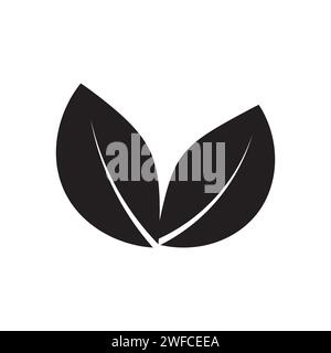 Silhouette leaves in flat style on white background. Foliage decoration. Vector illustration. stock image. EPS 10. Stock Vector