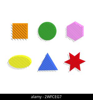Flat geometric shapes in modern style. Construction line logo. Vector illustration. Stock image. EPS 10. Stock Vector
