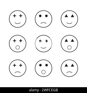 Smiles line icons. Smiley face. Happy face. Vector illustration. Stock image. EPS 10. Stock Vector