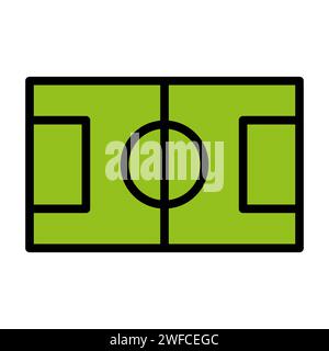 Cartoon football field. Comic drawing. Soccer ball. Vector illustration. Stock image. EPS 10. Stock Vector
