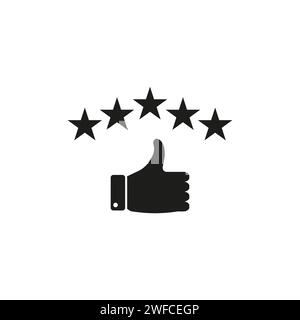 icon with like stars icon. Customer evaluation. Client comment. Vector illustration. EPS 10. Stock Vector