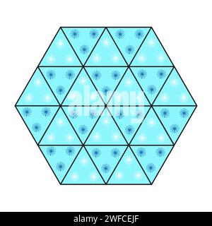 Blue hexagon with snowflakes. White background. Vector illustration. stock image. EPS 10. Stock Vector