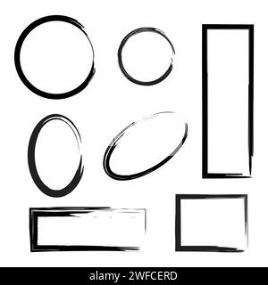 Abstract freehand shapes. Ink brush stroke drawing. Brush texture. Vector illustration. stock image. EPS 10. Stock Vector