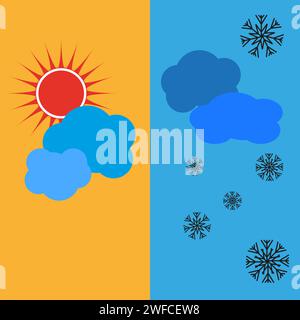 sun snow weather. Icon set cloud weather. Vector illustration. Stock image. EPS 10. Stock Vector