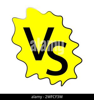 Versus icon. VS sign. Yellow abstract frame. Creative logotype. Cartoon element. Vector illustration. Stock image. EPS 10. Stock Vector