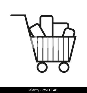 grocery cart icon. shopping basket icon. Online market. Vector illustration. Stock image. EPS 10. Stock Vector