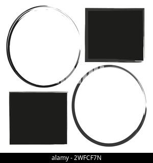 Brush figures of different shapes. Black and white frames. Edge frame. Brush texture. Vector illustration. stock image. EPS 10. Stock Vector