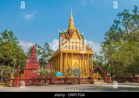 A Buddhist Temple or Wat. Fish Island, Kampot Province, Cambodia. credit: Kraig Lieb Stock Photo