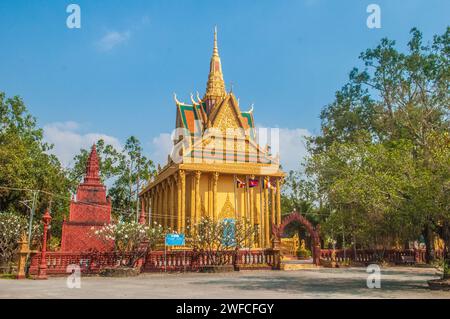 A Buddhist Temple or Wat. Fish Island, Kampot Province, Cambodia. credit: Kraig Lieb Stock Photo