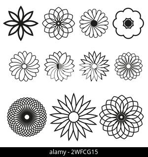 icon Geometric flowers. Vector illustration. Stock image. EPS 10. Stock Vector