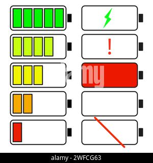Set of batteries icon. Vector illustration. stock image. EPS 10. Stock Vector