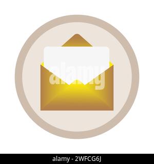 golden envelope letter. Gold yellow metallic letter. Vector illustration. EPS 10. Stock Vector