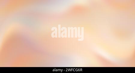 Peach pearl holographic seamless pattern. Minimalist pastel background with the iridescent abstract waves. Soft gradient transition. Nacre wallpaper w Stock Vector