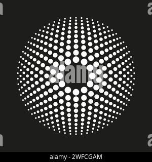 Circle white dots. Halftone art. Round shape. Vector illustration. Stock image. EPS 10. Stock Vector