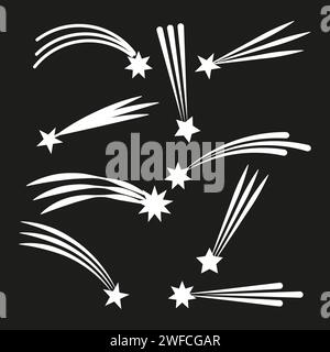 White stars falling black background. Star icon. Vector illustration. EPS 10. Stock Vector