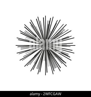 radial radiating line starbust. Round shape. Explosion effect. Vector illustration. EPS 10. Stock Vector