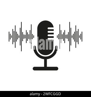 Microphone sound wave. Record audio message. Music track sound wave. Vector illustration. EPS 10. Stock Vector