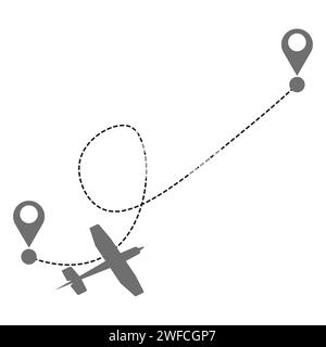 Airplane way pins. Road trip. Vector illustration. Stock image. EPS 10. Stock Vector