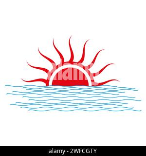 red sun river. Beach holiday. Vector illustration. Stock image. EPS 10. Stock Vector