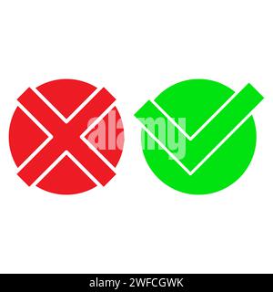 Cross tick in flat style. Checkbox icon. Cross symbol. Tick icon. Question mark sign icon. Vector illustration. stock image. EPS 10. Stock Vector