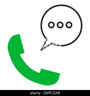 Modern flat icon with handset phone message. Communication technology. Telephone symbol. Vector illustration. stock image. EPS 10. Stock Vector