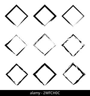 Brush squares. Hand drawn frame set. Design element. Vector illustration. stock image. EPS 10. Stock Vector