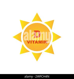 Yellow vitamin d on white background. Medical concept. Pharmacy concept. Vector illustration. stock image. EPS 10. Stock Vector