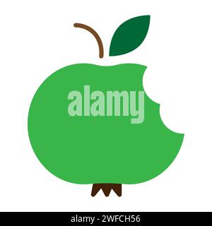 Green bitten apple. Realistic icon with bitten apple. Natural organic nutrition. Vector illustration. stock image. EPS 10. Stock Vector