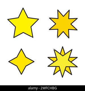 Yellow different yellow stars on white background. Vector illustration. stock image. EPS 10. Stock Vector