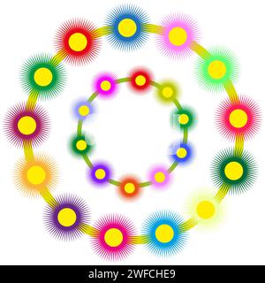 circle of flowers icon. Round frame. Vector illustration. Stock image. EPS 10. Stock Vector