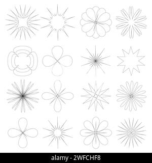 icon Geometric flowers. Vector illustration. Stock image. EPS 10. Stock Vector