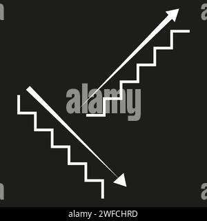 stairs up down arrow. Emergency symbol. Vector illustration. EPS 10. Stock Vector