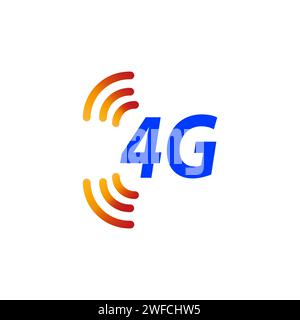 Fourth generation mobile connection speed vivid colored flat icons in ...