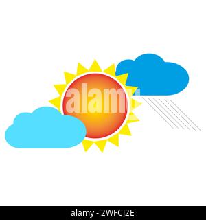 Sun clouds rain. Vector illustration. stock image. EPS 10. Stock Vector