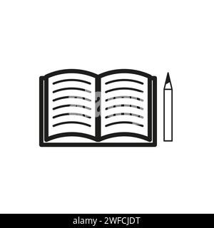 black open notebook pen icon. Email icon. Vector illustration. stock image. EPS 10. Stock Vector