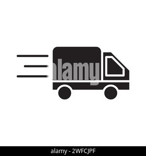 black truck icon on white background. Courier service delivery. Vector illustration. stock image. EPS 10. Stock Vector