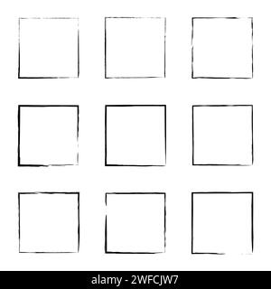 Brush squares. Hand drawn frame set. Design element. Vector illustration. stock image. EPS 10. Stock Vector