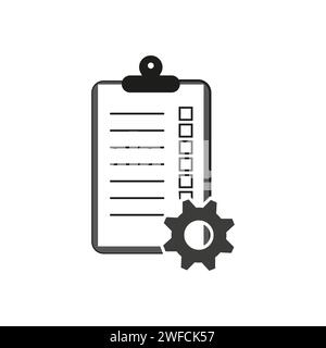 Check list gear. Cogwheel gear, setting symbol. Business success. Vector illustration. EPS 10. Stock Vector