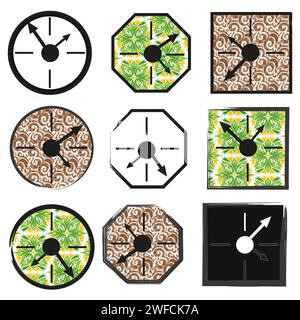 Wall clock in cartoon style. Wall clocks of various shapes. Multicolored wall clock. Vector illustration. stock image. EPS 10. Stock Vector