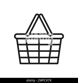 Flat basket handle icon . Market, shopping basket icon. Food basket. Vector illustration. stock image. EPS 10. Stock Vector
