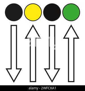 Doodle illustration with arrows straight brush. Brush arrows with colorful circles. Vector illustration. stock image. EPS 10. Stock Vector