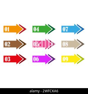 Colored arrows with numbers. Data information infographic. Vector illustration. EPS 10. Stock Vector