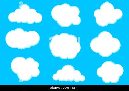 Cartoon clouds. Blue background. Vector illustration. stock image. EPS 10. Stock Vector