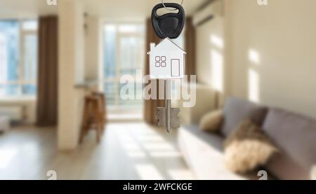 Blurred photo of Key hanging electronic devices are stored. Stock Photo