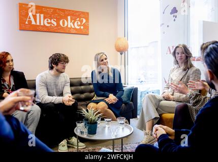 Nijmegen, Netherlands. 30 Jan, 2024. Queen Maxima during a visit to the Everything Okay? Support line. The helpline offers support by telephone and chat to young adults who are not feeling well. ANP SEM VAN DER WAL netherlands out - belgium out Credit: ANP/Alamy Live News Stock Photo