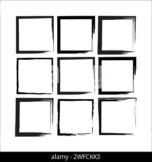 Black freehand squares. Edge frame. Hand drawn sketch. Vector illustration. Stock image. EPS 10. Stock Vector