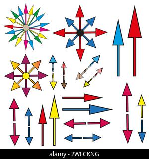 Different colored arrows. Circle diagram infographic set. Design element. Vector illustration. stock image. EPS 10. Stock Vector